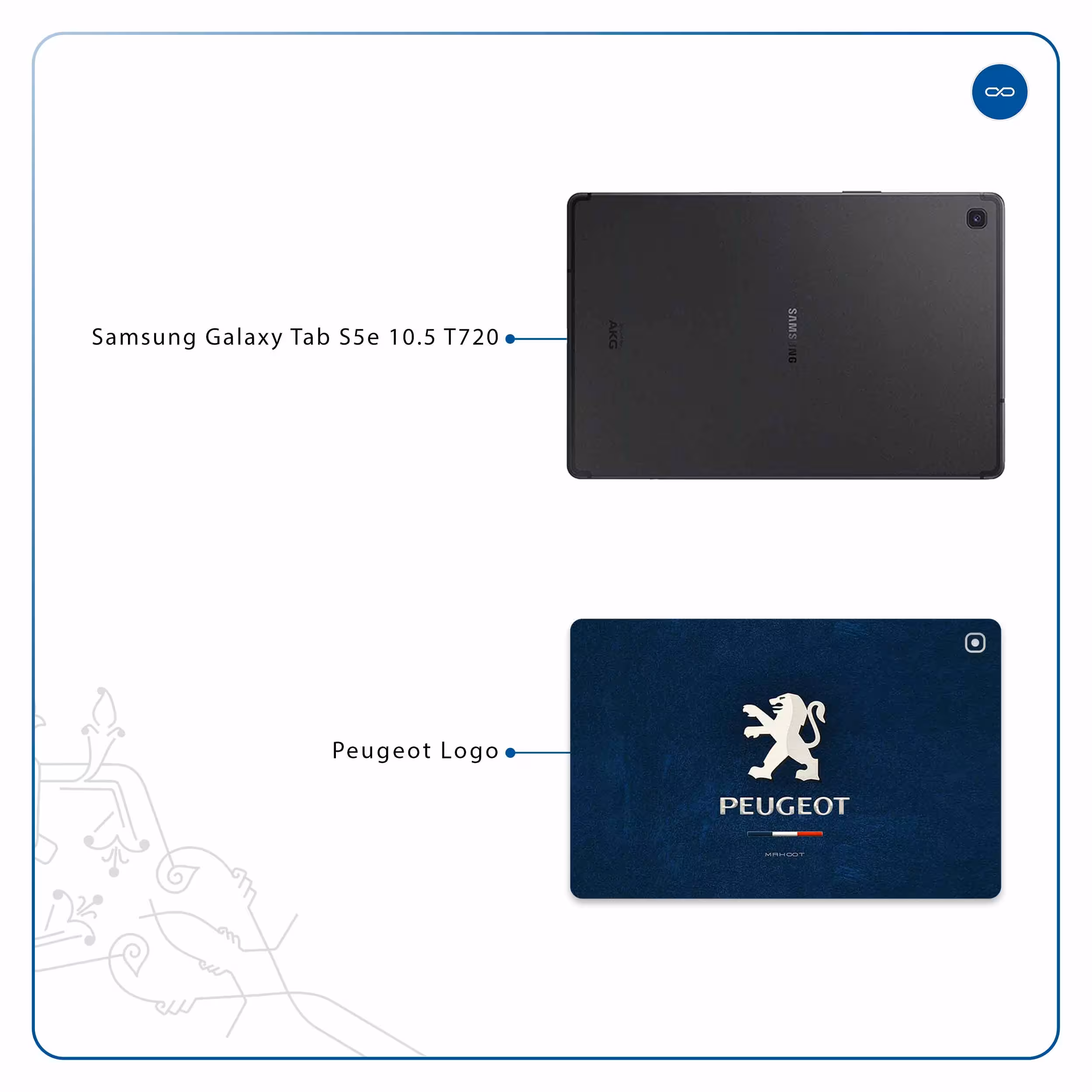 برچسب پوششی ماهوت مدل Peugeot-Logo مناسب برای تبلت سامسونگ Galaxy Tab S5e 10.5 2019 T720