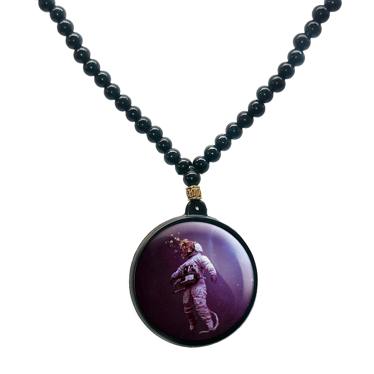 گردنبند پرمانه طرح فضانورد کد pmd.10337 مدل دو طرفه