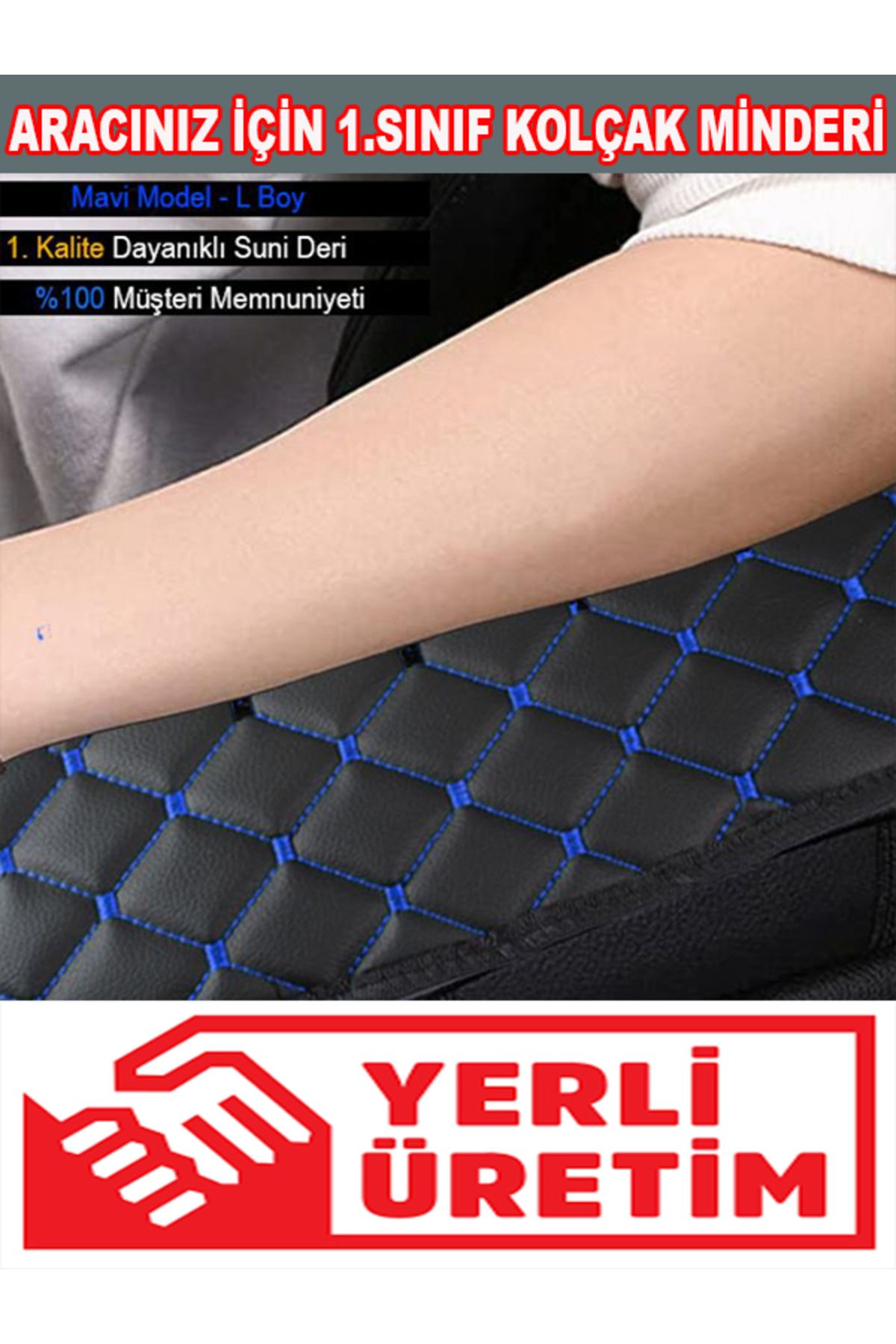 دستگیره استراحت TOYOTA COROLLA 2019 و بعداً پوشش بازوی چرمی CAPITONE SPONGE BLUE گلدوزی Genel Markalar