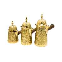 ست قهوه جوش ترک درب دار | قهوه جوش ترک برنجی | قهوه جوش سه تکه