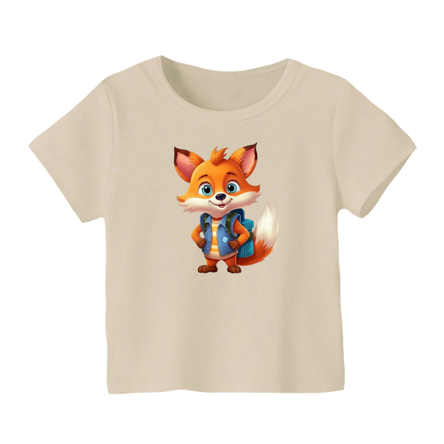 تی شرت آستین کوتاه بچگانه مدل روباه کد 8 رنگ کرم