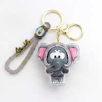 سرکلیدی و آویز کیف سیلیکونی شیشه ای فیل خاکستری 30964