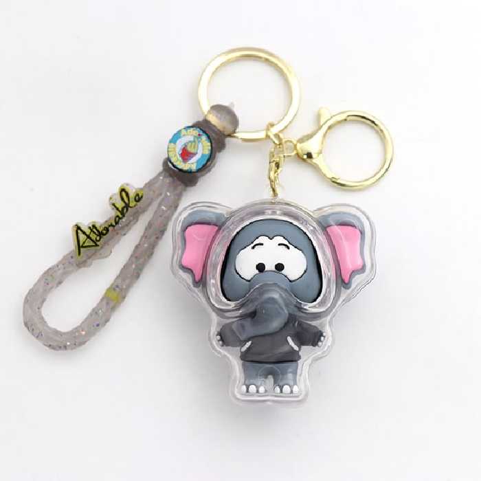 سرکلیدی و آویز کیف سیلیکونی شیشه ای فیل خاکستری 30964