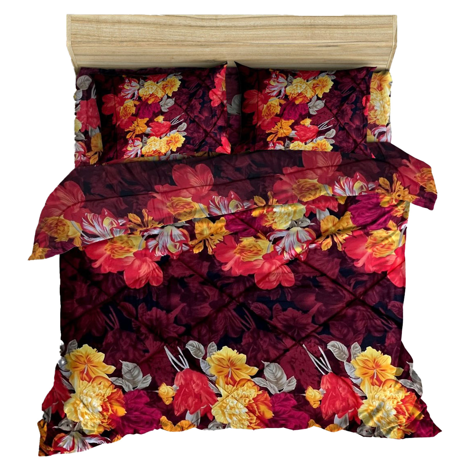 سرویس خواب کوکو جم مدل دیجی گل آتش دونفره 6 تکه