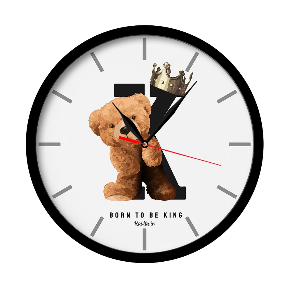 ساعت دیواری راویتا مدل تدی کد 3437  در رنگ های مشکی و سفید 