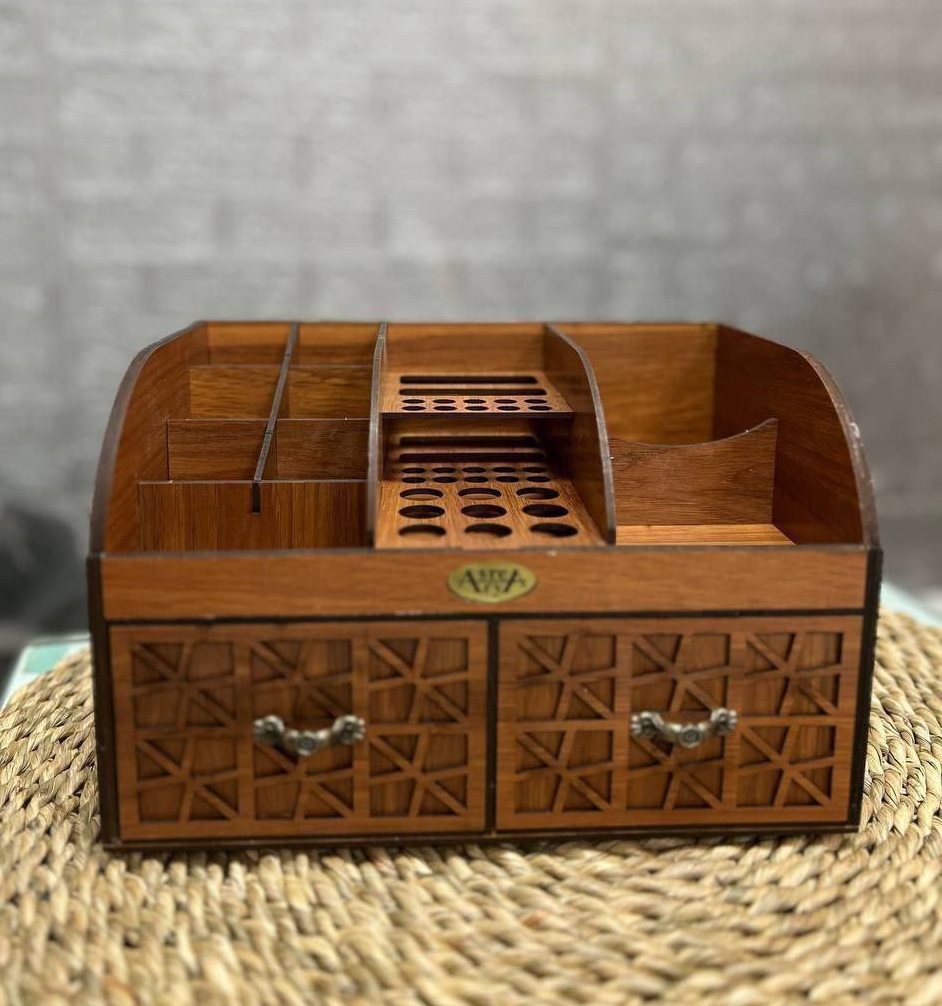 استند آرایشی 2 کشو چوبی