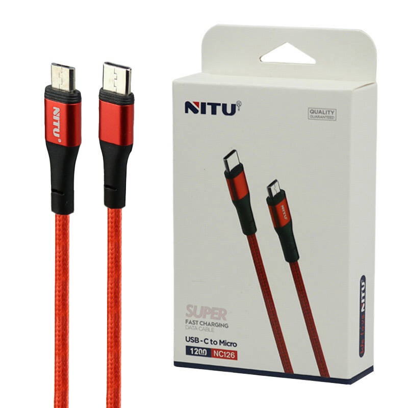 کابل تبدیل فست شارژ Nitu NC126 Type-C to MicroUSB 2.4A 1.2m