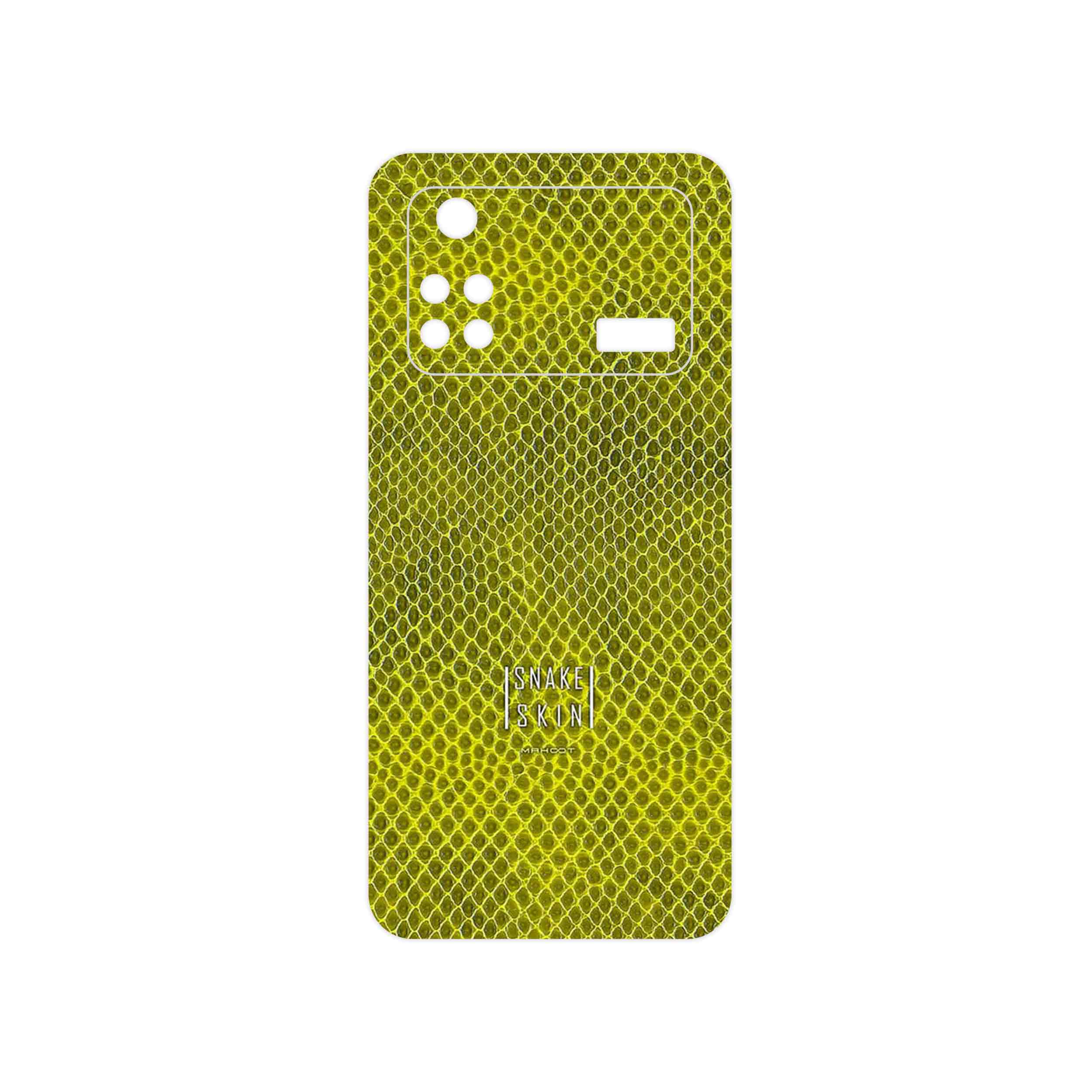 برچسب پوششی ماهوت مدل Yellow Snake Skin مناسب برای گوشی موبایل شیائومی Poco M4 Pro 4G