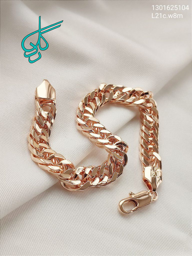 خرید دستبند استیل کارتیر طلایی 20 سانت رنگ ثابت کیفیت عالی کد 1216355 - ردگل