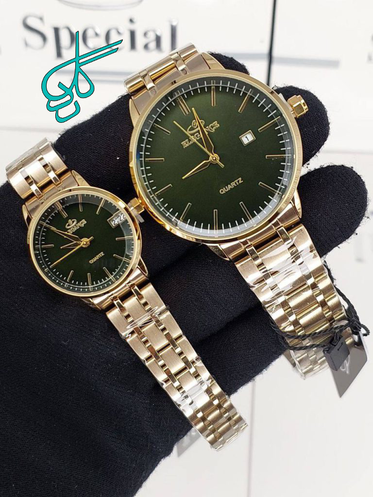 خرید ست ساعت زنانه و مردانه الگانس موتور ژاپن دارای قفل پروانه ای بند استیل رنگ ثابت کیفیت عالی کد 2116931 - ردگل