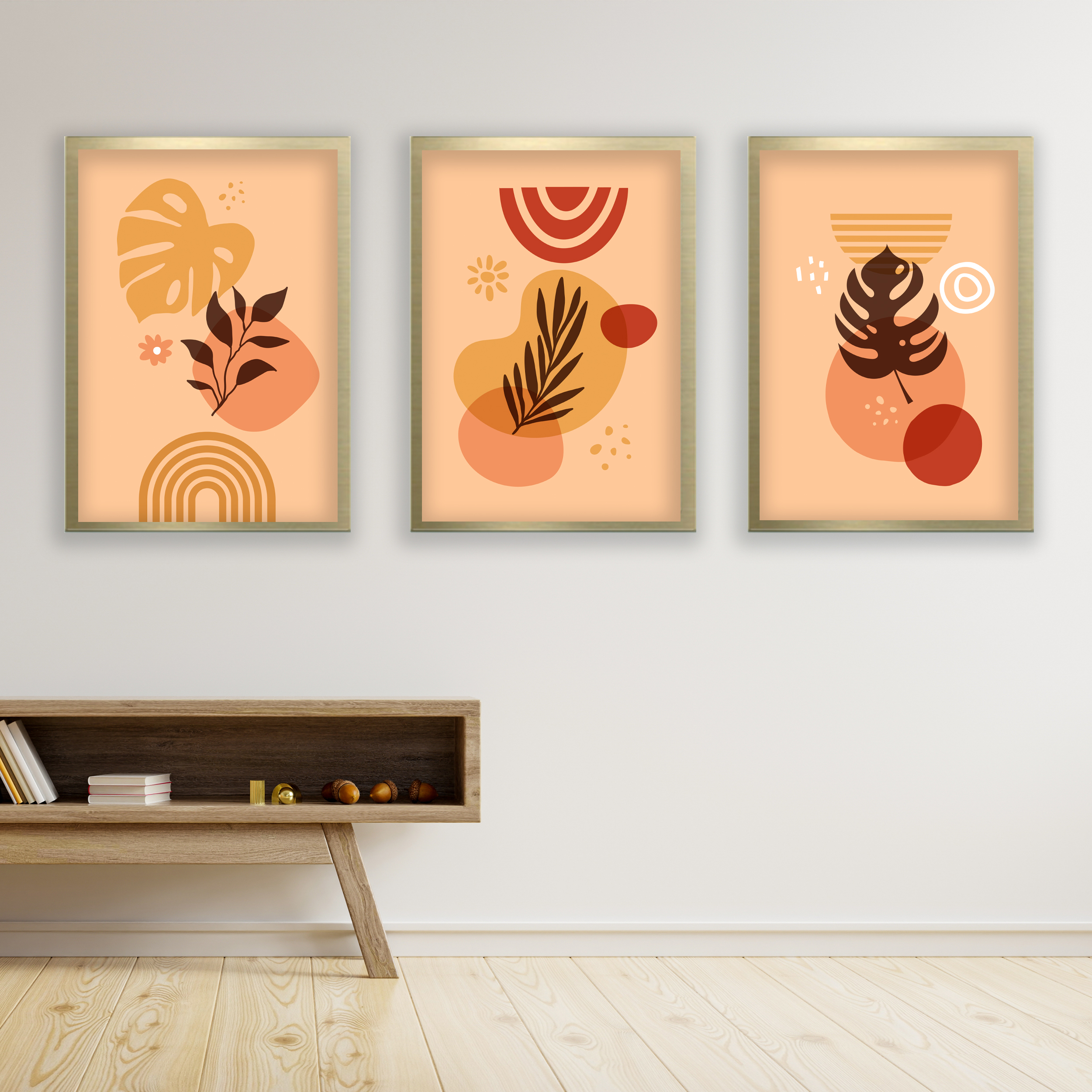 تابلو مدل مینیمال دکوراتیو کد LA-G3065 مجموعه 3 عددی