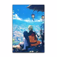 تابلو شاسی گوفی مدل انیمه ناروتو و هیناتا منظره زیبا دهکده Naruto &amp; Hinata Boruto Anime کد VIEW21 | دنیای قاب