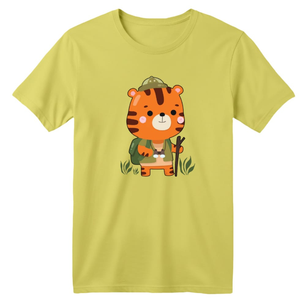 تی شرت آستین کوتاه بچگانه مدل ببر کد 15 رنگ زرد لیمویی