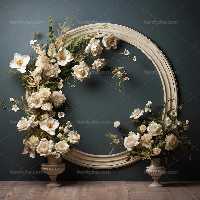 بک دراپ عکاسی با گل های سفید و برگ سبز | گرافیک با طعم تربچه