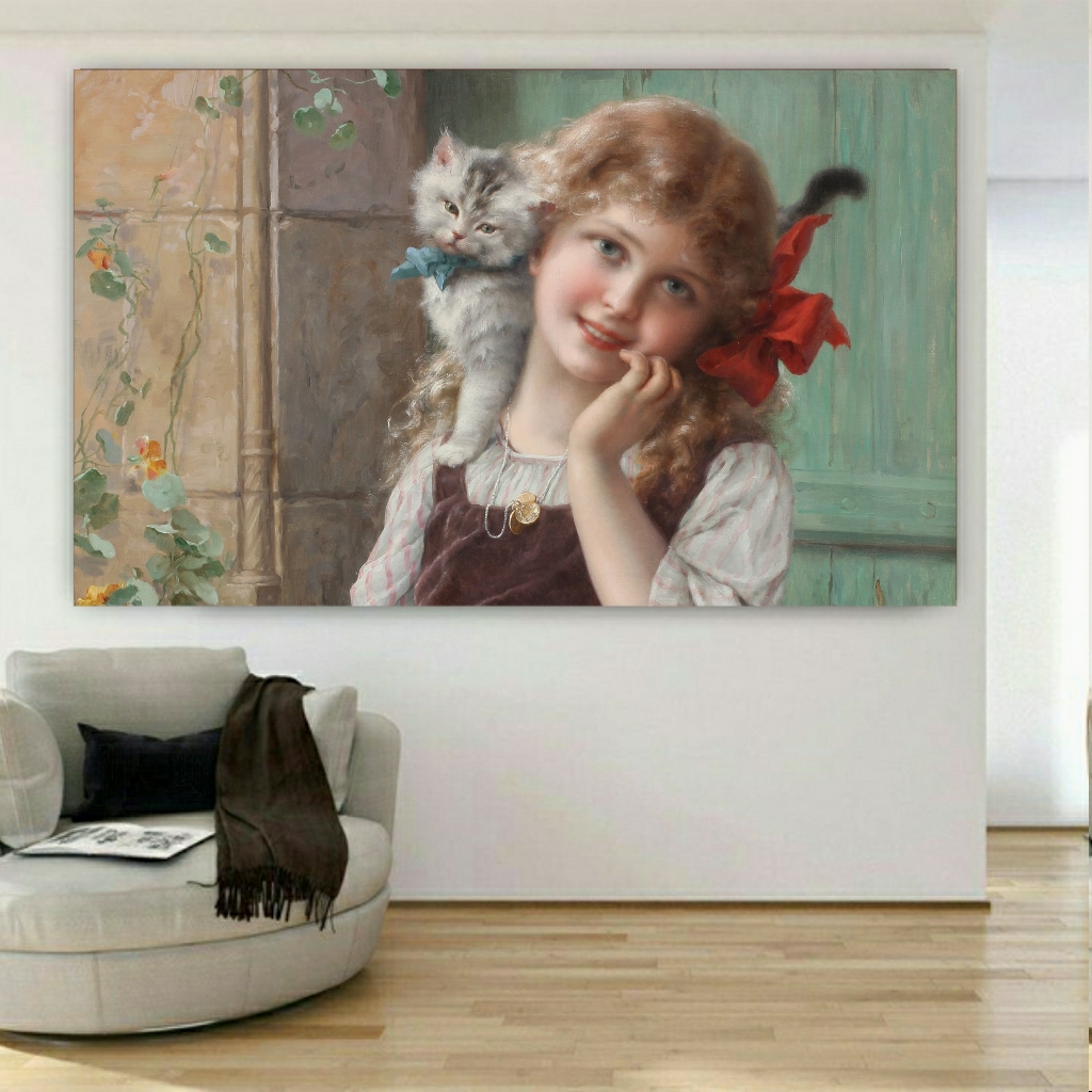  تابلو بوم طرح کودک و گربه مدل SDB243