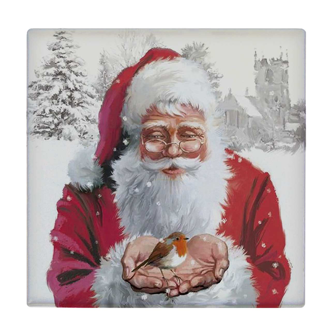  کاشی کارنیلا طرح نقاشی بابانوئل و پرنده کد wkk3672