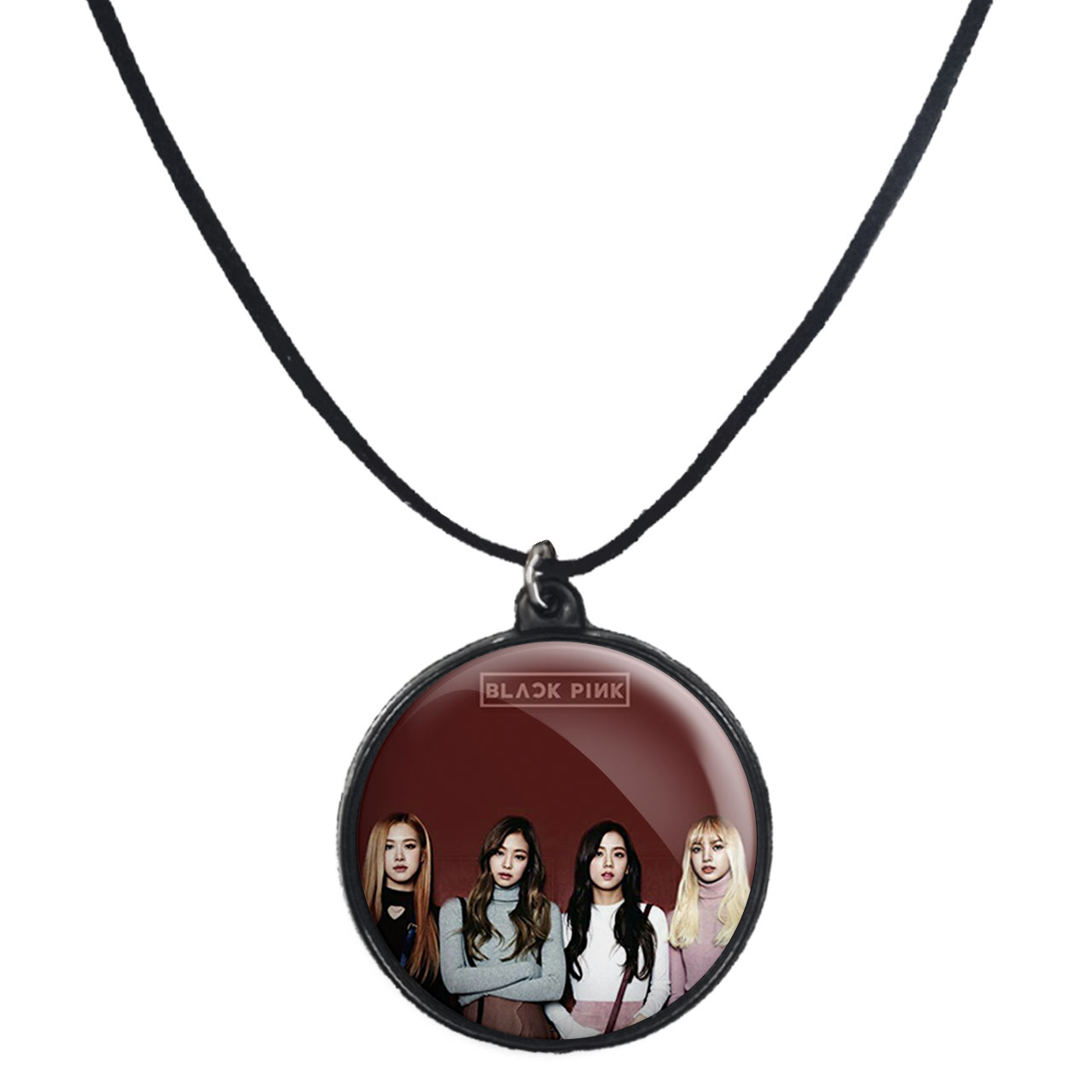 گردنبند پرمانه طرح بلک پینک کد pmb.17754 مدل دو طرفه