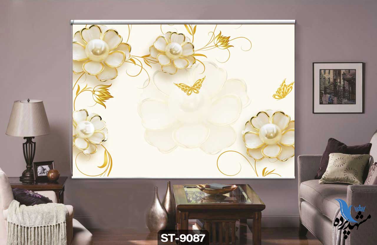 پرده شیدرول تصویری طرح سه بعدی گل کد ST9087