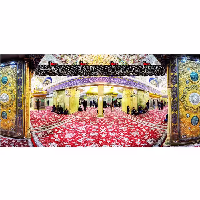 کتیبه مخمل مزین به تصویر  ضریح امام حسین ع--140 در65