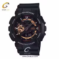 ساعت مچی اورجینال مردانه کاسیو Casio دو زمانه مشکی | مشکی| مشکی| کد رفرنس جی شاک G-Shock GA-110RG-1A