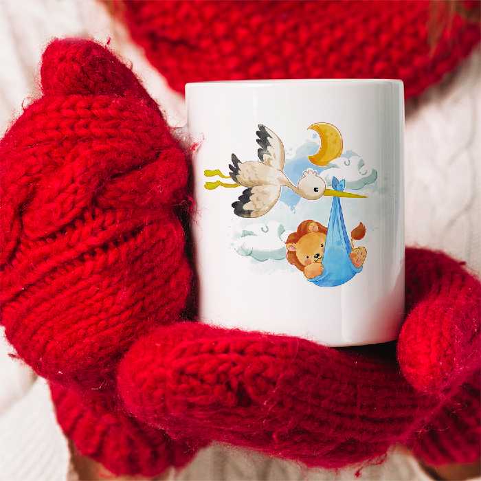 ماگ طرح لک‌لک و بچه شیر