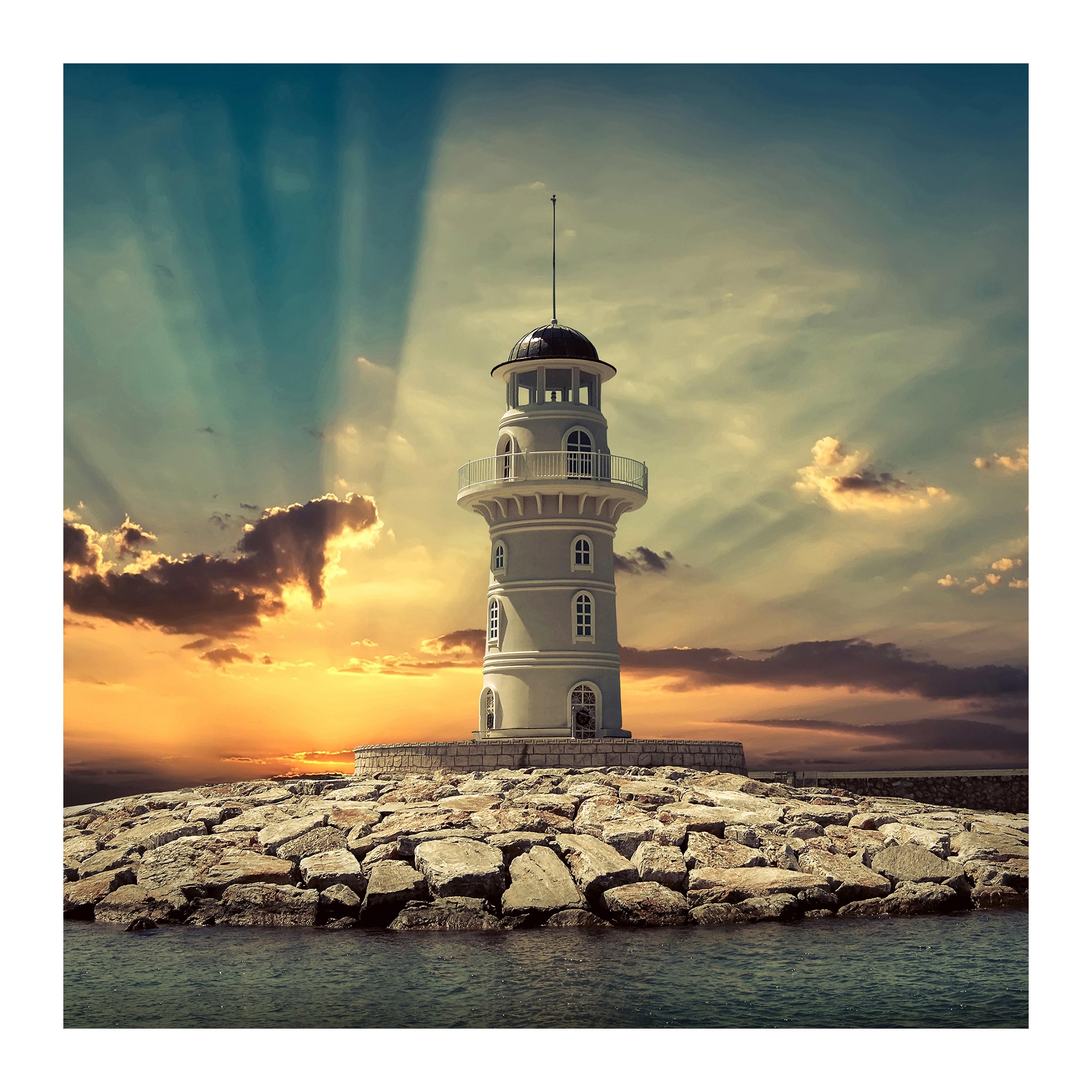 تابلو شاسی مدل R1008 طرح دریا و فانوس دریایی