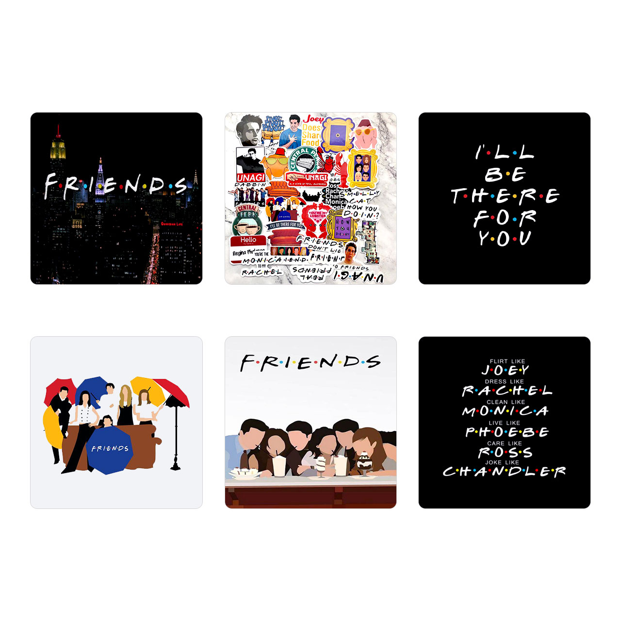 زیر لیوانی طرح فرندز مدل set18 مجموعه 6 عددی