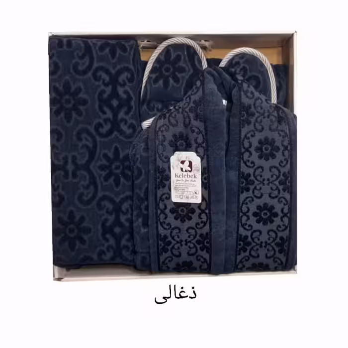 سرویس حوله پالتویی 4 تکه کلبک طرح گل برجسته کد d88 سایز 125