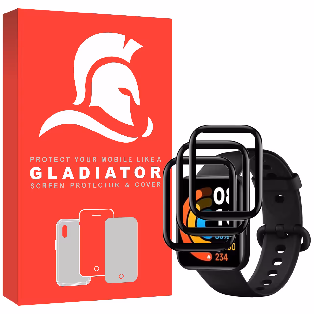 محافظ صفحه نمایش گلادیاتور مدل GWP3000 مناسب برای ساعت هوشمند شیایومی Redmi Watch 2 بسته سه عددی