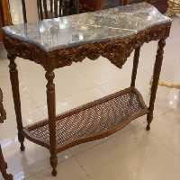 کنسول چوبی ساده قهوه ای منبت کاری شده