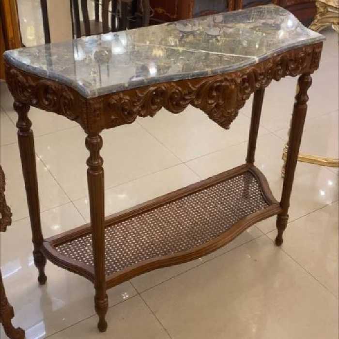 کنسول چوبی ساده قهوه ای منبت کاری شده