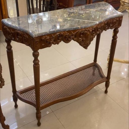 کنسول چوبی ساده قهوه ای منبت کاری شده