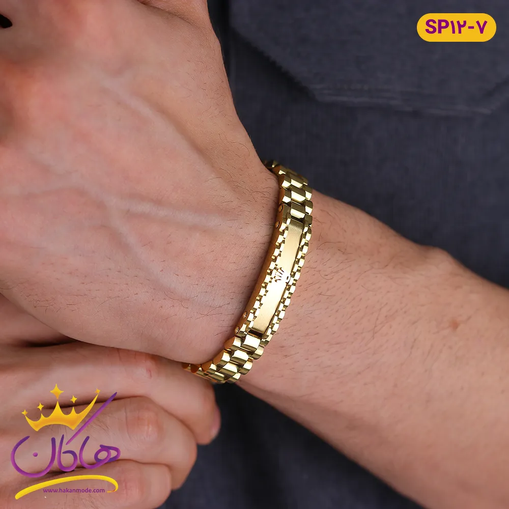 دستبند رولکس طلایی پلاک کنگره دار |  ROLEX sp 12/7