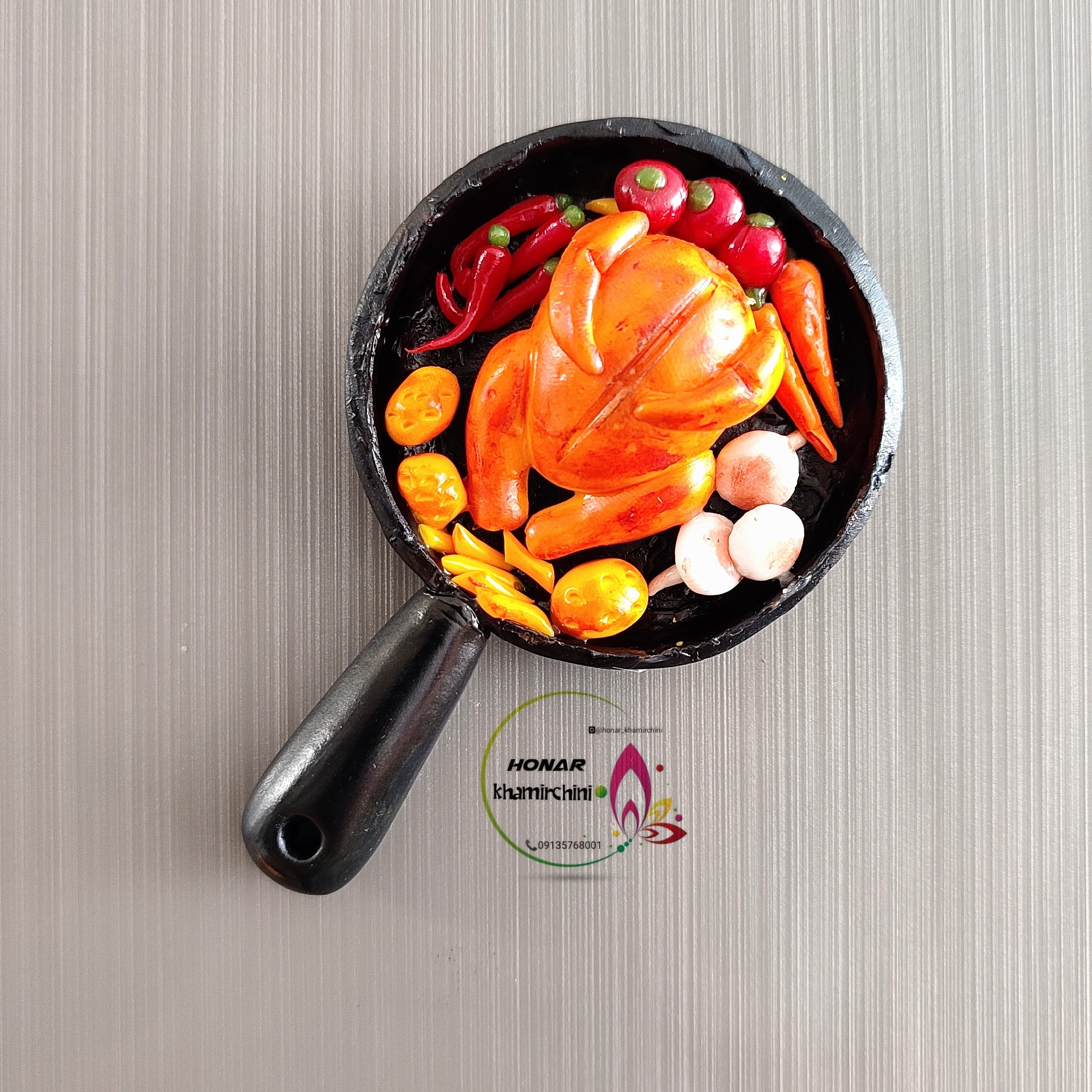 مگنت ماهی تابه مرغ بریان خمیرچینی اهن ربایی مخصوص یخچال