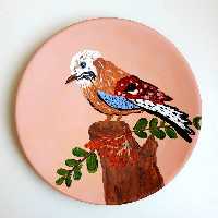 بشقاب سفالی اکرلیک سایز 2 طرح پرنده