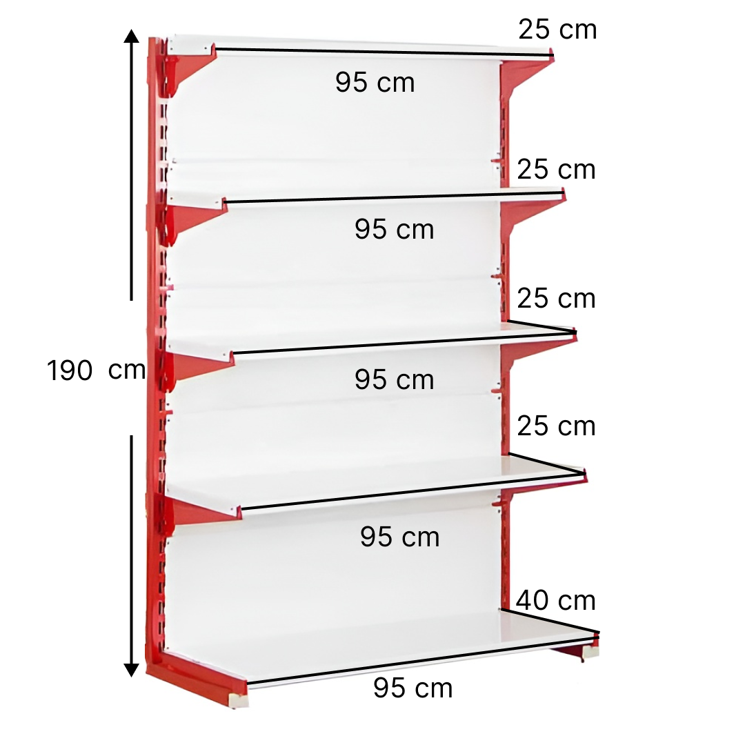 خرید و قیمت قفسه سوپری‌ خودایست 5 طبقه 95x25 ارتفاع 190 - قفسه‌بندی وکیلی