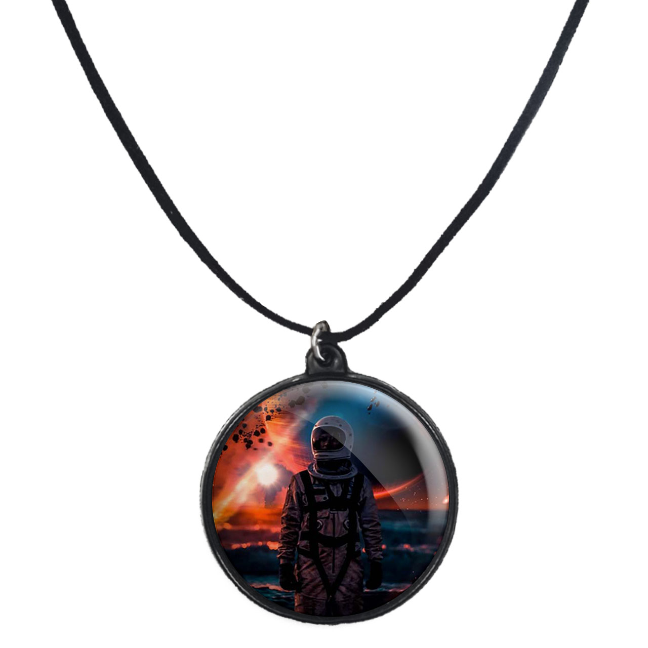 گردنبند پرمانه طرح فضانورد کد pmb.10443 مدل دو طرفه