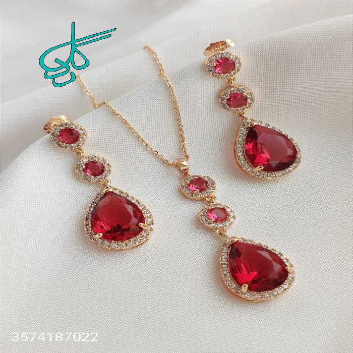 خرید نیم ست نگین دار مارک YSX رنگ ثابت ضد حساسیت کیفیت عالی کد 1715295 - ردگل