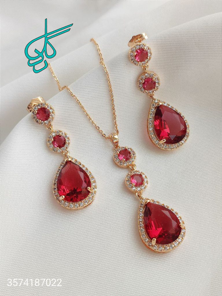 خرید نیم ست نگین دار مارک YSX رنگ ثابت ضد حساسیت کیفیت عالی کد 1715295 - ردگل