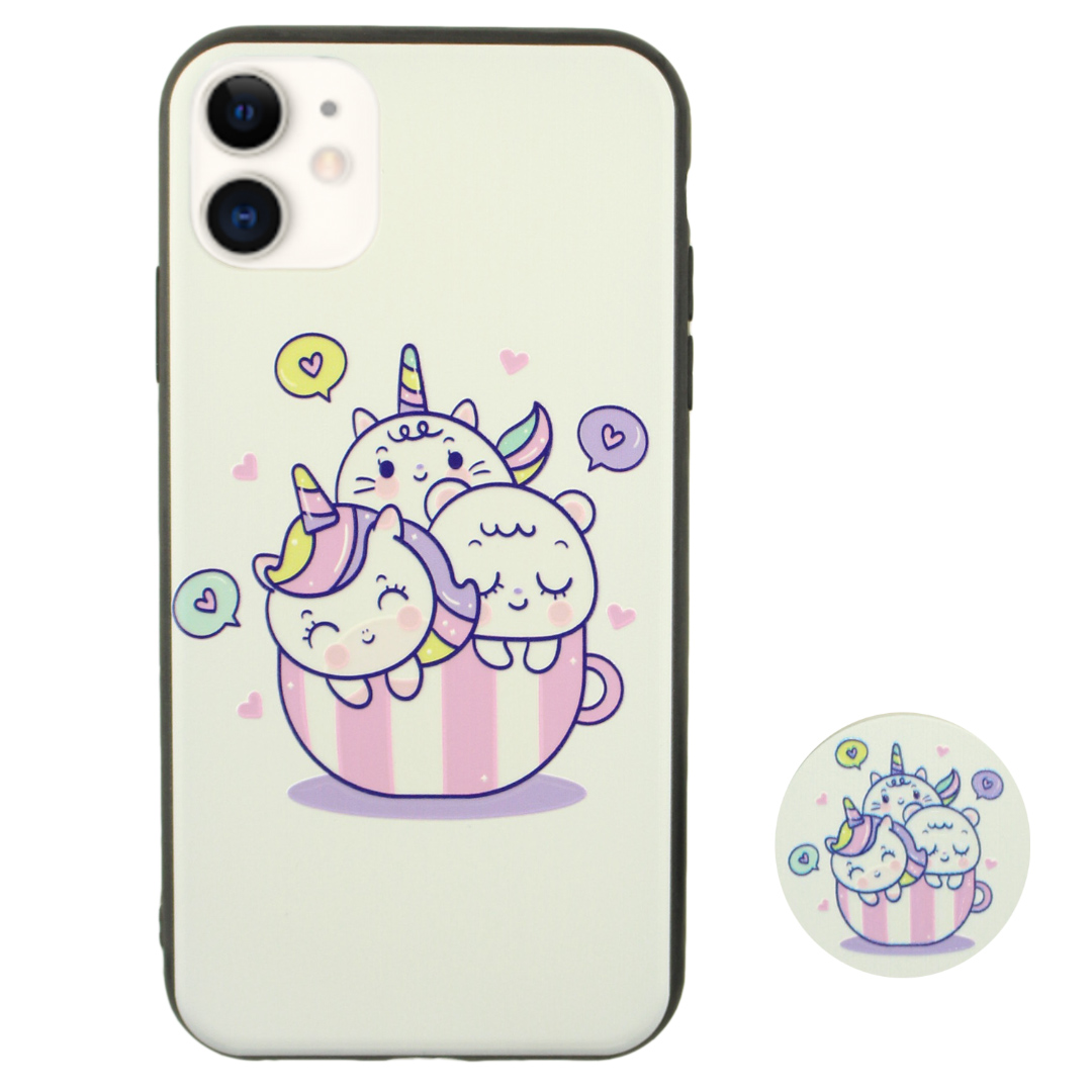 کاور مدل یونی کرن مناسب برای گوشی موبایل اپل iPhone 11 به همراه پاپ سوکت 