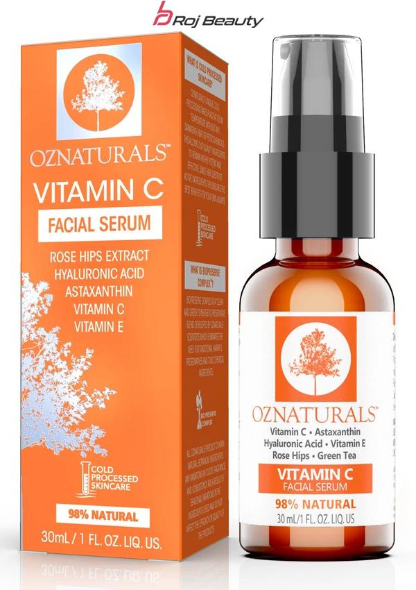 سرم صورت ویتامین سی آز نچرال اصل | ضد لک، روشن کننده ضد منافذ پوست 98%| ۳۰ میل OZ Naturals Vitamin C Facial Serum 30ml