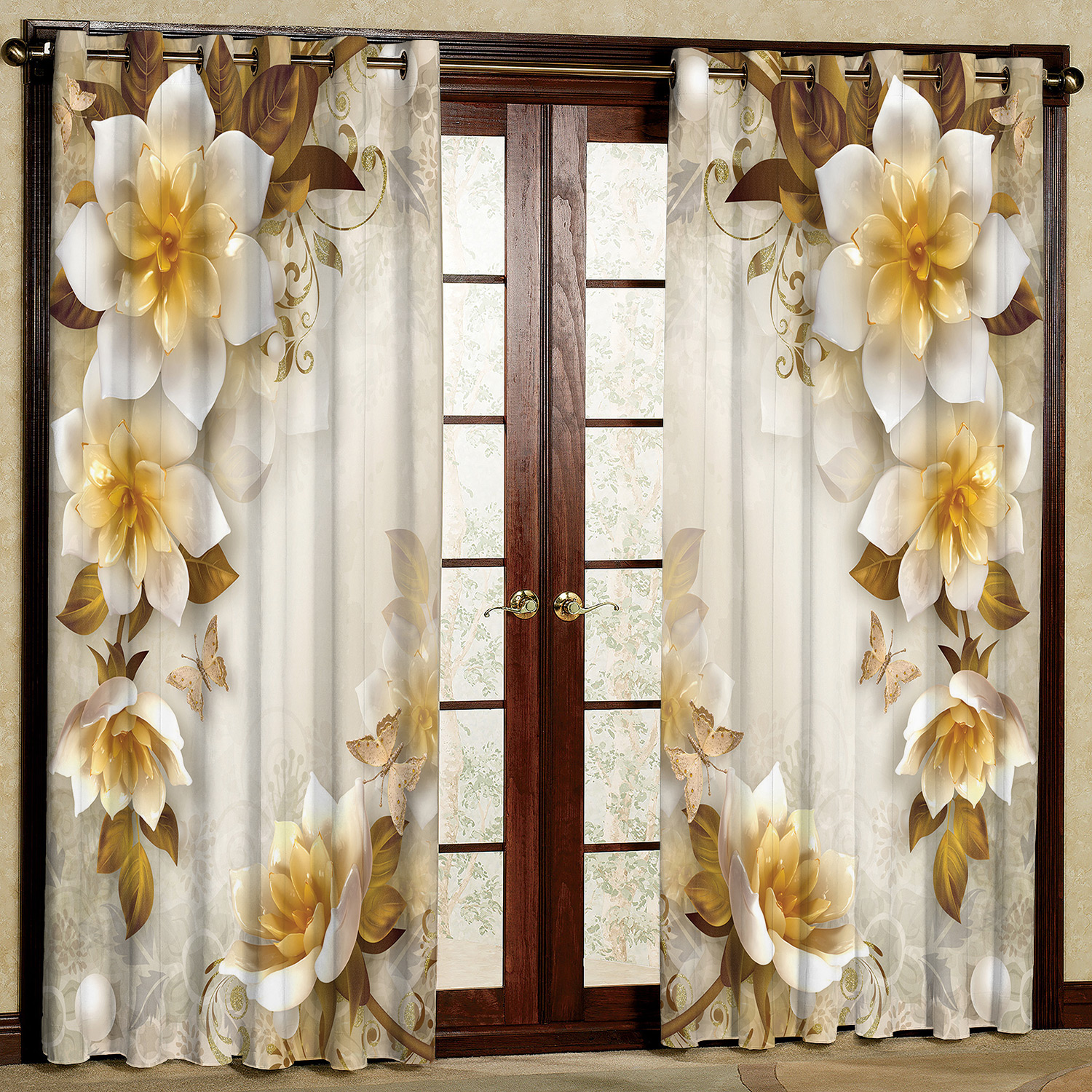   پرده مدل گل دار مخمل پانچی کد 2365 سایز 140x280 سانتی متر