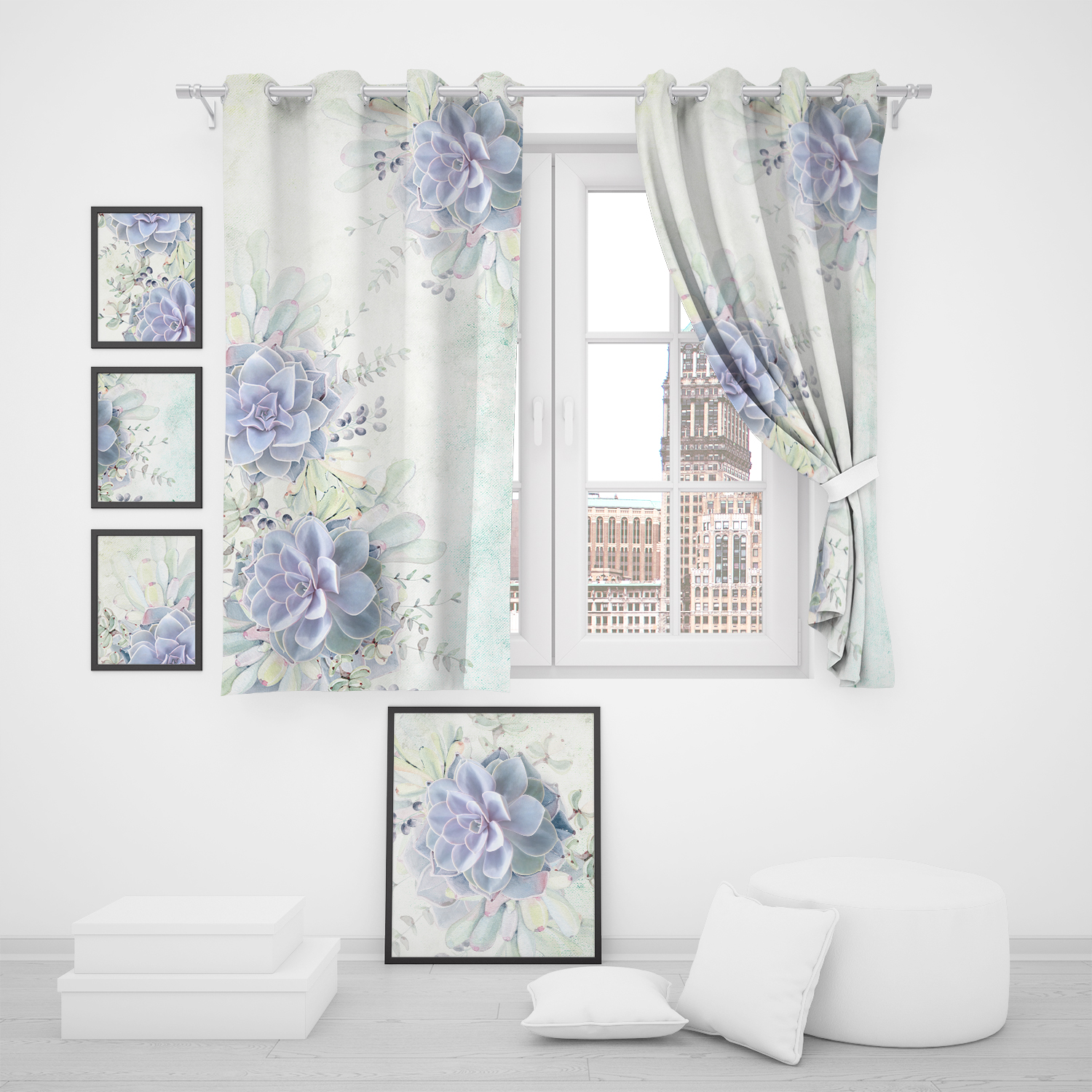 پرده مدل گل P2-108 سایز 140x180 سانتی متر