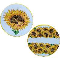 بشقاب دیوارکوب سفالی مدل گل آفتابگردان کد 2 مجموعه 2 عددی