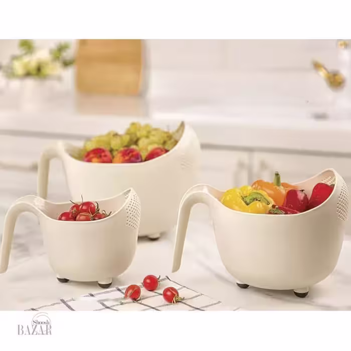 ست 3 پارچه آبکش برنج شو دسته دار لیمون کد 1330