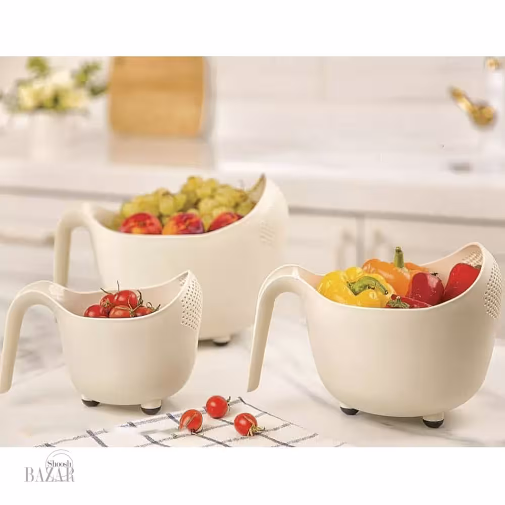 ست 3 پارچه آبکش برنج شو دسته دار لیمون کد 1330