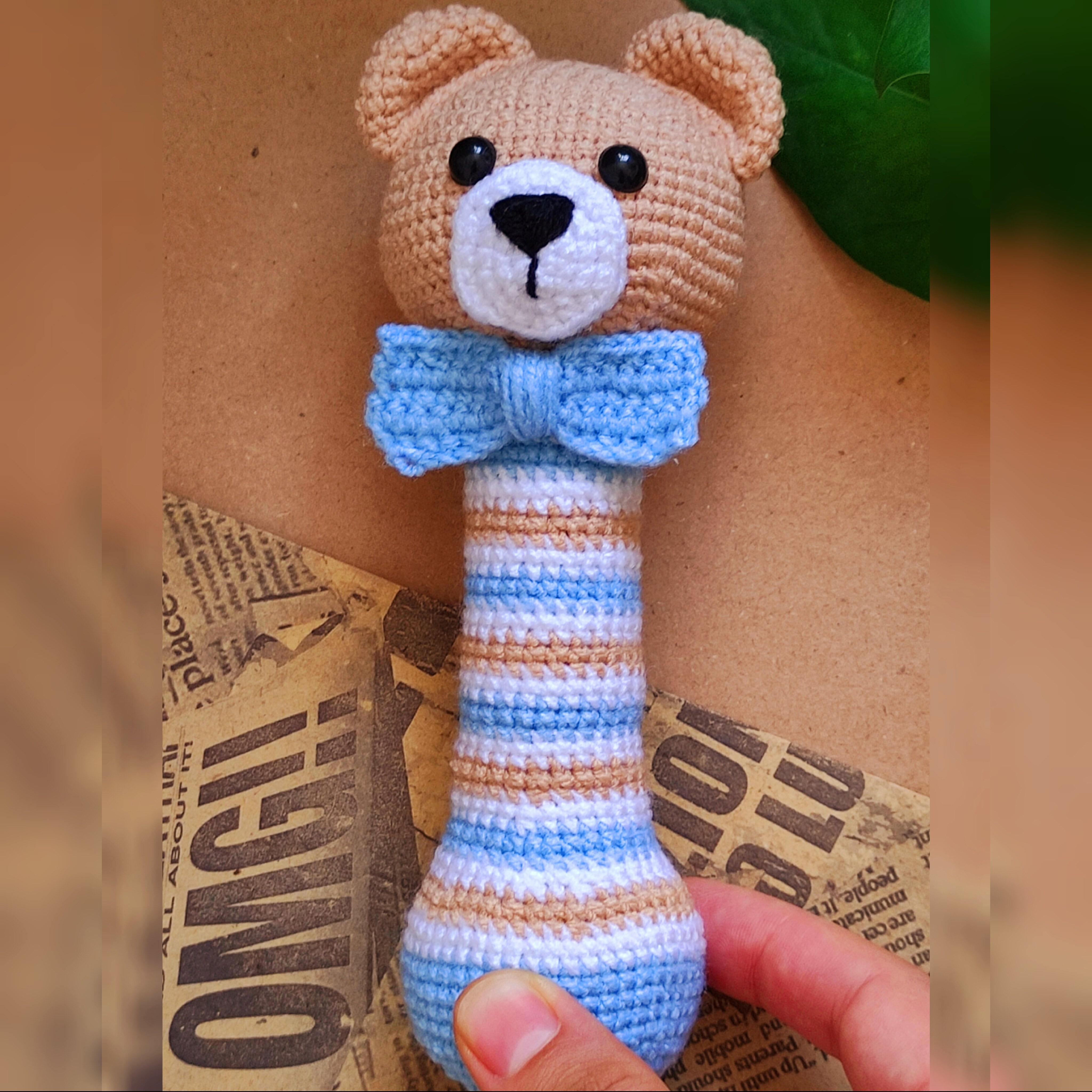 جغجغه خرس بافتنی بافته شده با کاموای باکیفیت 