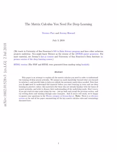 خرید و دانلود نسخه کامل کتاب The Matrix Calculus You Need for Deep Learning