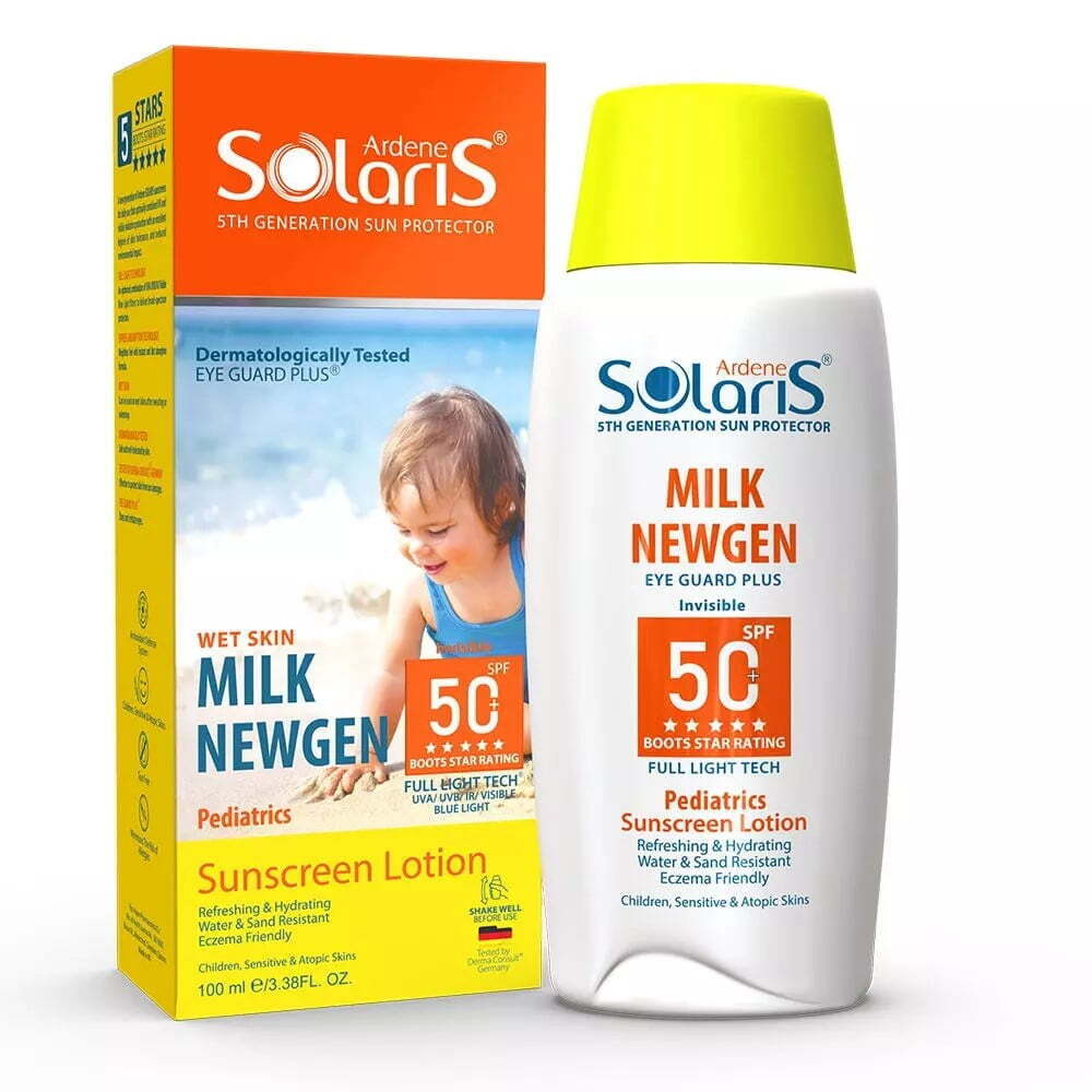 آردن سولاریس لوسیون ضد آفتاب بی رنگ spf 50 کودک و پوست حساس 100 میل MILK