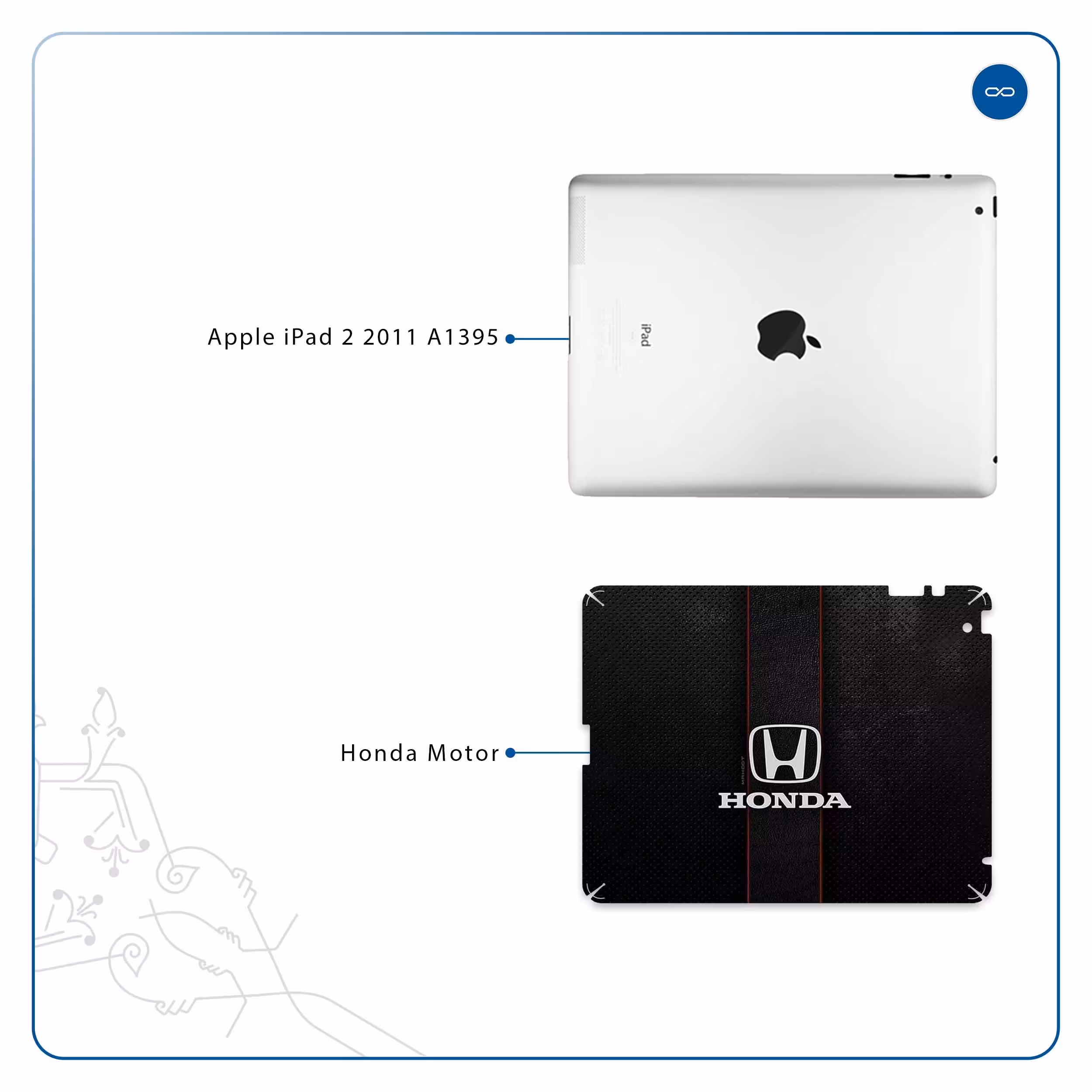 برچسب پوششی ماهوت مدل Honda Motor مناسب برای تبلت اپل iPad 2 2011 A1395